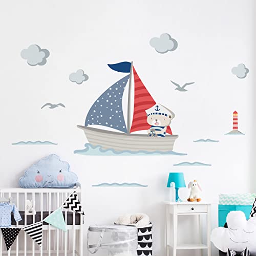 Wandsticker Kinder Dekoration Babyzimmer Wandtattoo Kinderzimmer Wandsticker Kinderzimmer Wandaufkleber Bär Kapitän Bootsbär H60 x 70 cm Wandsticker Kinder Dekoration Babyzimmer Wandtattoo Kinderzimmer Wandsticker Kinderzimmer Wandaufkleber Bär Kapitän Bootsbär H60 x 70 cm von Ambiance Sticker