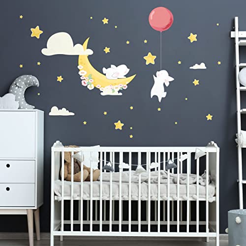 Wandsticker Kinder Dekoration Babyzimmer Wandtattoo Kinderzimmer Wandsticker Kinderzimmer Wandsticker Hasen Freunde Sterne Mond H90 x 60 cm Wandsticker Kinder Dekoration Babyzimmer Wandtattoo Kinderzimmer Wandsticker Kinderzimmer Wandsticker Hasen Freunde Sterne Mond H90 x 60 cm von Ambiance Sticker