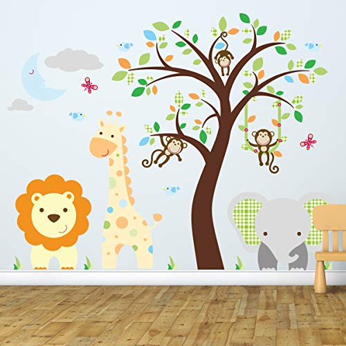 Wandsticker Kinder Kinderzimmer Deko Babyzimmer Kinderzimmer Wandtattoo Wandaufkleber Wandaufkleber Kinderzimmer fröhliche Dschungeltiere Kinderzimmer H60 x L80 cm Wandsticker Kinder Kinderzimmer Deko Babyzimmer Kinderzimmer Wandtattoo Wandaufkleber Wandaufkleber Kinderzimmer fröhliche Dschungeltiere Kinderzimmer H60 x L80 cm von Ambiance Sticker