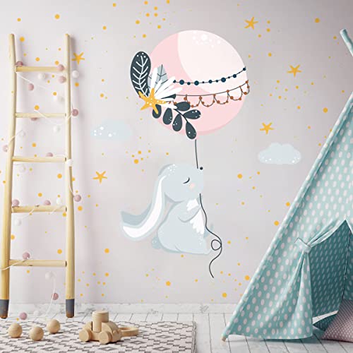 Wandsticker für Kinder, Dekoration Babyzimmer, Wandtattoo, Kinderzimmer, Wandtattoo, indischer Hase und magischer Ballon, H90 x 60 cm Wandsticker für Kinder, Dekoration Babyzimmer, Wandtattoo, Kinderzimmer, Wandtattoo, indischer Hase und magischer Ballon, H90 x 60 cm von Ambiance Sticker