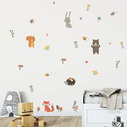 Wandsticker für Kinder, Motiv: Skandinavische Tiere, 60 x 65 cm von Ambiance Sticker