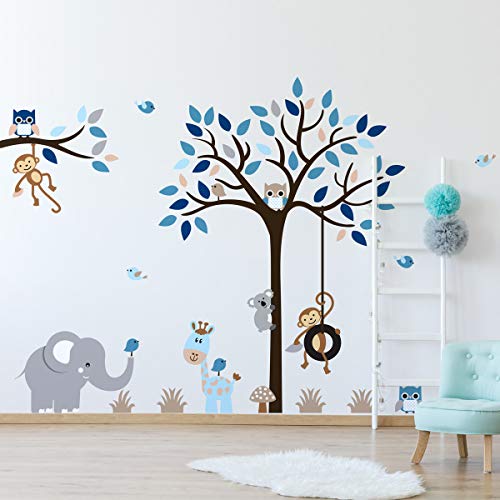 Wandtattoo Kinder - Deko Babyzimmer - Wandaufkleber Kinder - Wandtattoo - Wandaufkleber Tiere - Dschungeltiere - Wandaufkleber Kinder - H60 x L80 cm von Ambiance Sticker