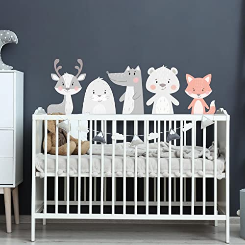 Wandtattoo Kinder Dekoration Babyzimmer Wandtattoo Kinderzimmer Wandaufkleber Wandsticker Kinderzimmer Skandinavische Tiere des Tal H90 x 60 cm von Ambiance Sticker