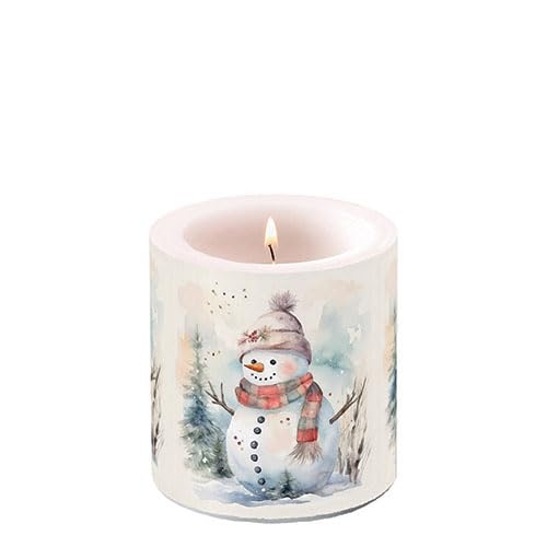 Ambiente Kerze Stumpenkerze Wachswindlicht Dekorationskerze 9 cm hoch Paraffinwachs 35h Brenndauer Schneemann Winter Serie snowman in nature Ambiente Kerze Stumpenkerze Wachswindlicht Dekorationskerze 9 cm hoch Paraffinwachs 35h Brenndauer Schneemann Winter Serie snowman in nature von Ambiente