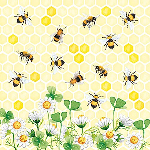 Ambiente Papierservietten, Bienen Freude, 20 Stück, 16,5 x 16,5 cm von Ambiente