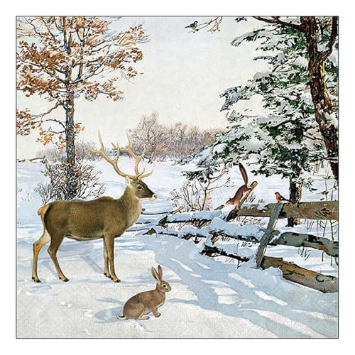 Ambiente Serviette Winter Talk, 33x33 cm, 3-lagig, 20 Stück, Weihnachtsdeko, Tischdekoration, Festliches Design von Ambiente