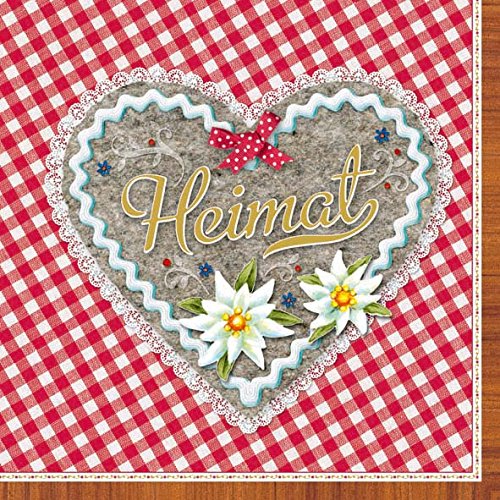 Ambiente Servietten Lunch / Party / ca. 33x33cm Heimat Herz Rot - ideal als Geschenk von Ambiente