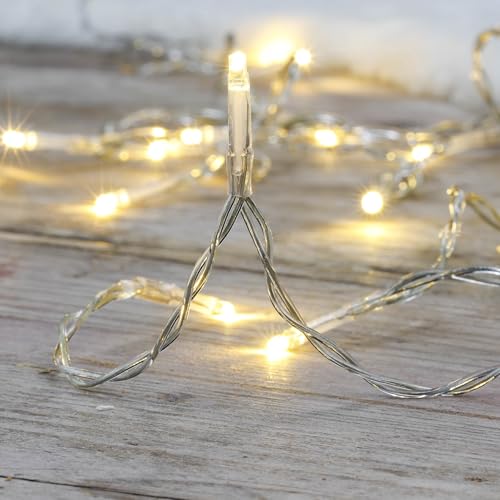 3er Set LED Lichterkette warmweiß – 20 LEDs, 250 cm – Batteriebetrieben, 3x AA – Timer 6/18 Std. – Wasserfest für Innen & Außen (transparent, 3x20er 250cm) von Ambients