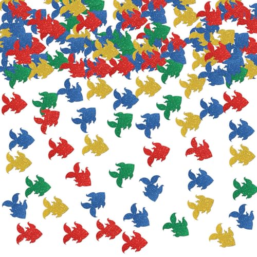 Ambishi 120pcs Glitter Fish Confetti, Fishing Theme Birthday/Retirement Party Decoration Cut Outs, Fishing Party Decoration Table Scatters, Men's Birthday Party Table Scatter Confetti Decorations von Ambishi