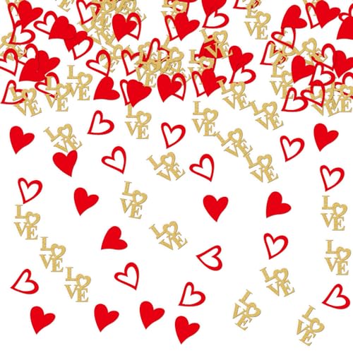 Ambishi 200 Stück Valentinstag Konfetti, Liebe und Herzen Papierstreuungen für Hochzeit, Verlobung, Jahrestag, Party, Dekoration, romantische Valentinstagsparty-Ideen und Zubehör von Ambishi