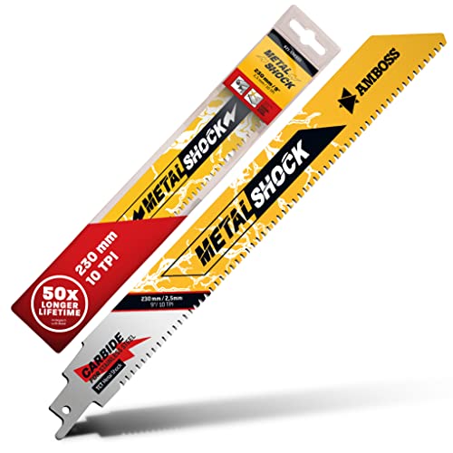 AMBOSS METAL SHOCK - 1x Säbelsägeblatt Länge 230 mm / 10 ZpZ - ideal für Abriss/Aufbau/Demontage/Rohrleitungsbau - geeignet für Edelstahl sowie Stahl (Rohre/Profile/Träger) sowie Gussrohre von Amboss Werkzeuge