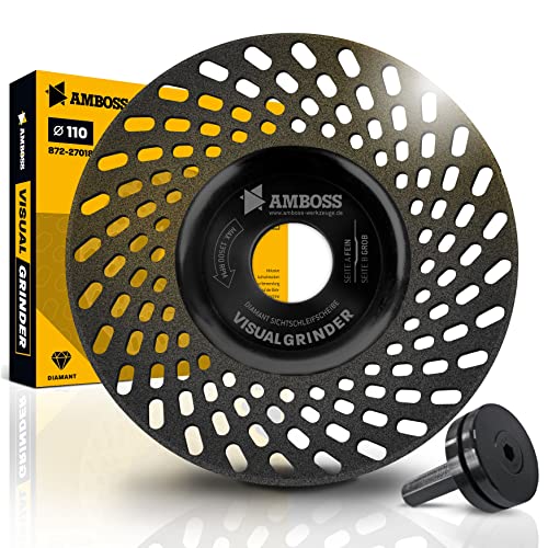 Amboss Diamant-Sichtschleifscheibe Visual Grinder für Winkelschleifer/Schärfen von Messern, Bohrern, Fräsern/Anschleifen von Stein, Gips, Putz, Beton/Ø 110 mm - Bohrung 22,2 mm Amboss Diamant-Sichtschleifscheibe Visual Grinder für Winkelschleifer/Schärfen von Messern, Bohrern, Fräsern/Anschleifen von Stein, Gips, Putz, Beton/Ø 110 mm - Bohrung 22,2 mm von Amboss Werkzeuge