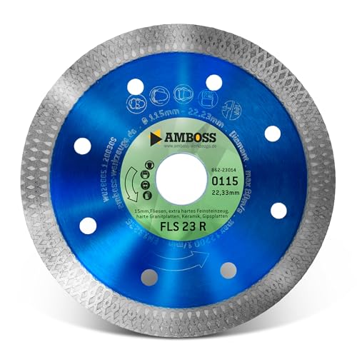 Amboss Diamant Trennscheibe Ø115 x 1.2 mm x 22.2 mm (Für Keramik, Fliesen, etc.) - Segmenthöhe: 10 mm (gesintert) von Amboss Werkzeuge