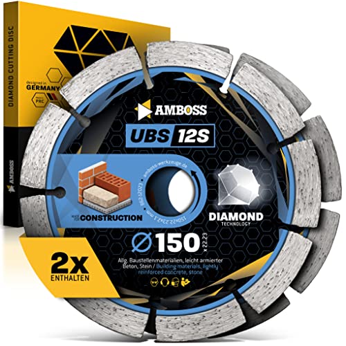 Amboss Diamant Trennscheibe UBS 12S Ø 150 mm x 22.23 UBS 12S - Trennen von leicht armiertem Beton/Stein/Baumaterialien - Diamantscheibe/Diamanttrennscheibe für Winkelschleifer von Amboss Werkzeuge