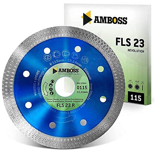 Amboss Diamant Trennscheibe FLS 23R - extra dünne Diamant-Trennscheibe (1,6 mm) | Ø 150 mm x 25,4 mm - Fliesen/extra hartes Feinsteinzeug/harte Granite/Keramik | Segmenthöhe: 10 mm von Amboss Werkzeuge