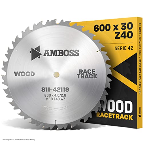 Amboss HM Kreissägeblatt - Ø 600 mm x 4.0 mm x 30 mm/Wechselzahn (40 Zähne) | grobe, schnelle Zuschnitte - Brennholz & Holzwerkstoffe von Amboss Werkzeuge