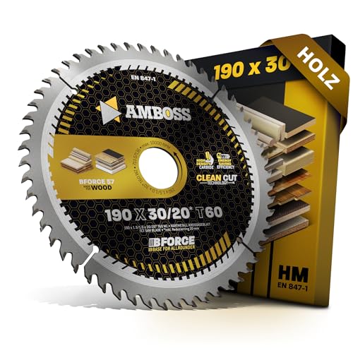 HM Kreissägeblatt 190x30 20 Z60 Wechselzahn für Akku Holz - Super Feinschnitt. AMBOSS WERKZEUGE® Sägeblatt 190mm +Reduzierring 20 30mm. 190x30 190x20 komp. zu Makita DHS783.HS7601. HS7611. HS7101. 501 von Amboss Werkzeuge