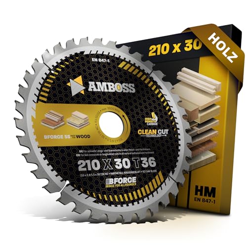 HM Kreissägeblatt 210x30 Z36 Wechselzahn für Holz - Allround. AMBOSS WERKZEUGE® Sägeblatt 210mm komp. zu Einhell TC-SM 2131. TE-MS 18 210. TE-MS 2112 L. Festool. Scheppach uvm. von Amboss Werkzeuge