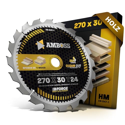 HM Kreissägeblatt 270x30 Z24 Wechselzahn für Holz - Zuschnitt. AMBOSS WERKZEUGE® Sägeblatt 270mm komp. zu Scheppach Forsa 3.0. Precisa 4.0 Makita HS0600. 5103R DeWalt DWS777 uvm. von Amboss Werkzeuge