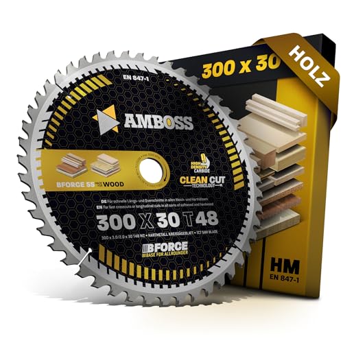 HM Kreissägeblatt 300x30 Z48 Wechselzahn für Holz - Allround. AMBOSS WERKZEUGE® Sägeblatt 300mm komp. zu Dewalt 1370 Scheppach KSE300(Export). TKU. TS4000 uvm. von Amboss Werkzeuge