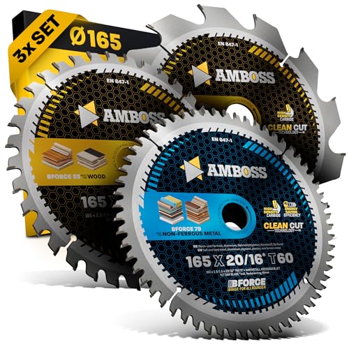 Ø165 x 20 Hand- Kreissägeblatt Set passend für Bosch GKS 165 GKS 55. Makita DHS630Z - AMBOSS WERKZEUGE® 165x20 Sägeblatt Sortiment von Amboss Werkzeuge