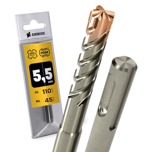 SDS Plus Hammerbohrer 4X Schneiden PGM Ø 5.5mm x 45mm - AMBOSS Werkzeuge SDS Crusher 4 - HM Betonbohrer Hartmetall Profi Bohrer 5.5 mm x 45 - Steinbohrer Stahlbeton Mauerwerk Ziegel Kalksandstein SDS Plus Hammerbohrer 4X Schneiden PGM Ø 5.5mm x 45mm - AMBOSS Werkzeuge SDS Crusher 4 - HM Betonbohrer Hartmetall Profi Bohrer 5.5 mm x 45 - Steinbohrer Stahlbeton Mauerwerk Ziegel Kalksandstein von Amboss Werkzeuge