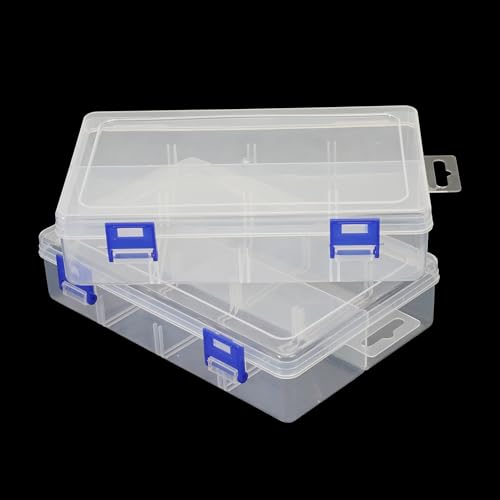 2 Stück Aufbewahrungsbox für Kleinteile - Transparente Sortierbox für Schrauben, Schmuck, Perlen & Bastelzubehör - Stabile Organizer-Boxen aus PP-Material (20x12,5x4,5 cm) von Amcbkyea