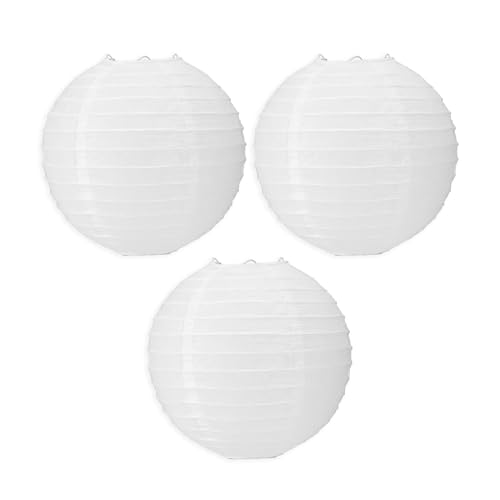 3er Set Laterne mit weißer Kugel aus Papier 20cm - Runde Lampions im klassischen Bambusstil für Hochzeiten, Partys und Garten Dekorationen, DIY-fähig und umweltfreundlich 3er Set Laterne mit weißer Kugel aus Papier 20cm - Runde Lampions im klassischen Bambusstil für Hochzeiten, Partys und Garten Dekorationen, DIY-fähig und umweltfreundlich von Amcbkyea