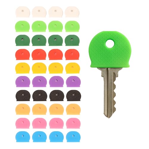 40 Stück Bunte Schlüsselkappen aus Gummi, Halbrund Schlüsselkennringe für Zuhause, Büro und Hotel, 10 Farben, Flexibel und Langlebig, Passend für die meisten Standard-Schlüsselköpfe 40 Stück Bunte Schlüsselkappen aus Gummi, Halbrund Schlüsselkennringe für Zuhause, Büro und Hotel, 10 Farben, Flexibel und Langlebig, Passend für die meisten Standard-Schlüsselköpfe von Amcbkyea