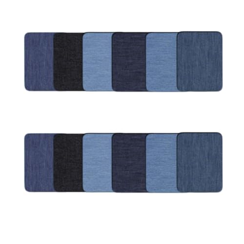 Amcupider Denim-Flicken zum Aufbügeln für Jeans, Innenreparatur, strapazierfähig, unsichtbar, für Kleidung, Jacken, Taschen, Jeans-Patches (12 Stück, rechteckig) von Amcupider