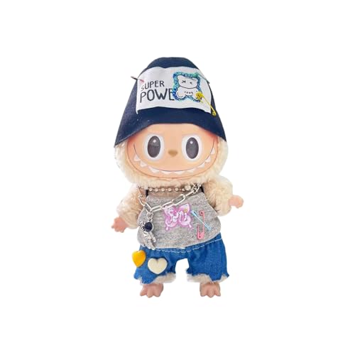 Amebleak Labubu Bekleidung für 17cm Plush, Mini Kuscheltier Puppen Kleidung Outfit nur Bekleidungs zubehör für 17cm Labubu Plüsch Pullover Hoodie Bekleidung DIY Kinder Geschenke (A) von Amebleak