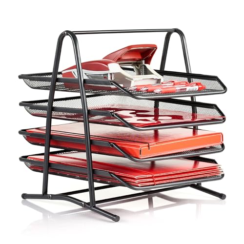 AMECO Dokumentenablage Metall mit 4 Fächern - Briefablage für Schreibtisch Organizer Büro - 29 x 35 x 33,5 cm Schwarz AMECO Dokumentenablage Metall mit 4 Fächern - Briefablage für Schreibtisch Organizer Büro - 29 x 35 x 33,5 cm Schwarz von Ameco