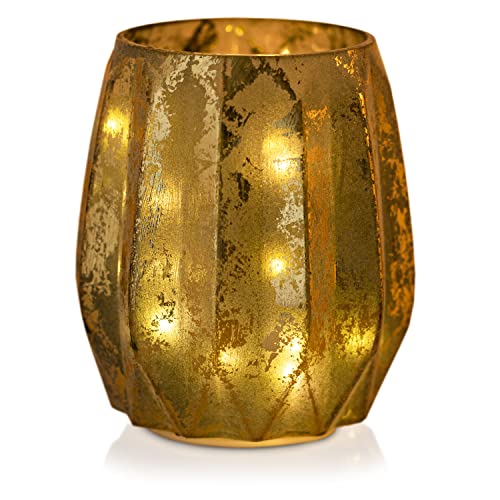 AmeliaHome LED Deko Glas Leuchten Stimmungsbeleuchtung aus Glas Cordoba Flaschengrün Gold von AmeliaHome