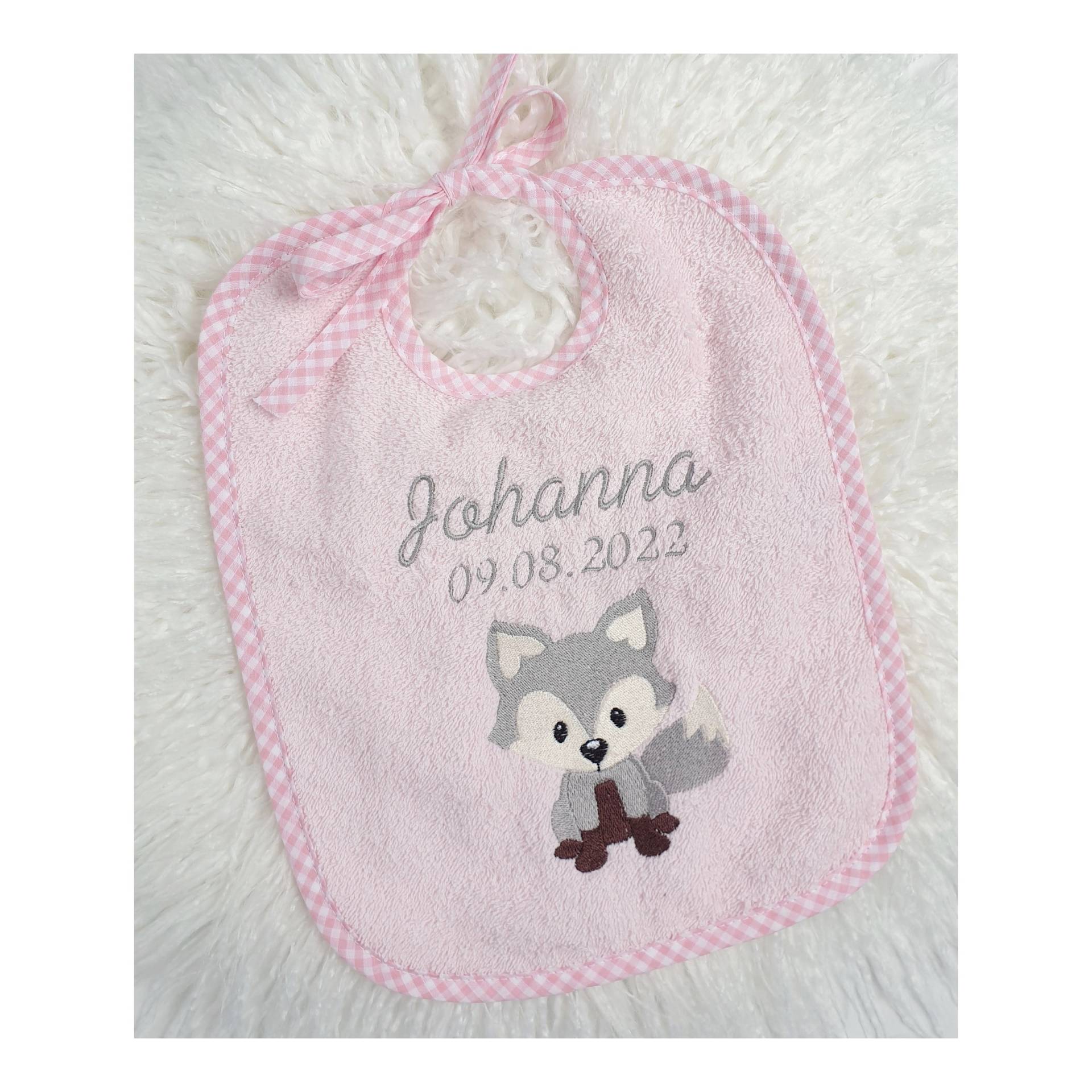 Lätzchen - Mit Name Fuchs Personalisiert Grau-Rosa Mädchen Babygeschenk Lätzchen - Mit Name Fuchs Personalisiert Grau-Rosa Mädchen Babygeschenk von AmeliesweltGeschenke