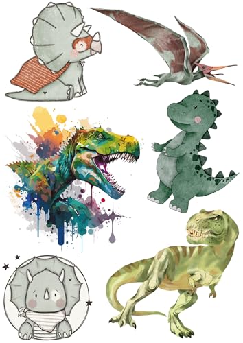 Bügelbild Set Dinosaurier mit T-Rex,Triceratops,Flugsaurier,Dinos-für Textilien,Aufbügler,aufbügeln,Kinder,Geburtstag,T-Shirt,Turnbeutel,Kostüm,DIY,Geschenk,Rucksack,Schultüte,Kita,Schule Bügelbild Set Dinosaurier mit T-Rex,Triceratops,Flugsaurier,Dinos-für Textilien,Aufbügler,aufbügeln,Kinder,Geburtstag,T-Shirt,Turnbeutel,Kostüm,DIY,Geschenk,Rucksack,Schultüte,Kita,Schule von Ameloua