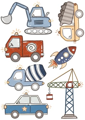 Bügelbild Set Fahrzeuge,Baustelle,Betonmischer,Bagger,Kran,Feuerwehr,Polizei,Rakete-für Textilien,Kinder,Geburtstag,T-Shirt,Turnbeutel,Kostüm,DIY,Geschenk,Rucksack,Schultüte,Kita,Schule Bügelbild Set Fahrzeuge,Baustelle,Betonmischer,Bagger,Kran,Feuerwehr,Polizei,Rakete-für Textilien,Kinder,Geburtstag,T-Shirt,Turnbeutel,Kostüm,DIY,Geschenk,Rucksack,Schultüte,Kita,Schule von Ameloua