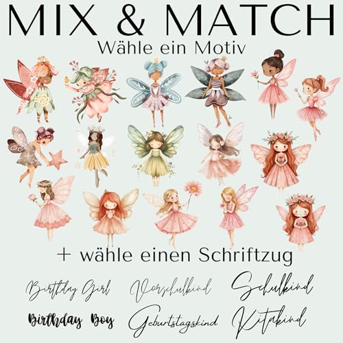 Bügelbild Set Fee,Motiv Schriftzug wählbar,Feen Aquarell Optik,Zauberfee,Zauberwesen,Fairy,Schulkind,Kitakind,Geburtstagskind,Aufbügelbild für Textilien,DIY,Schultüte,Erster Schultag,Einschulung,2025 Bügelbild Set Fee,Motiv Schriftzug wählbar,Feen Aquarell Optik,Zauberfee,Zauberwesen,Fairy,Schulkind,Kitakind,Geburtstagskind,Aufbügelbild für Textilien,DIY,Schultüte,Erster Schultag,Einschulung,2025 von Ameloua