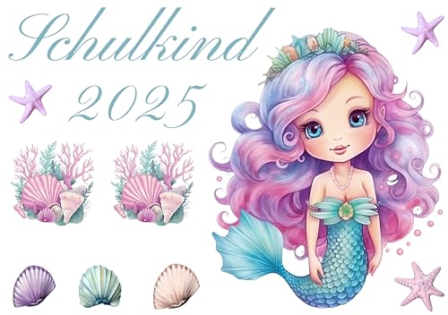 Bügelbild Set für Textilien,Schulkind 2025,Einschulung,Schulstart,Meerjungfrau,Mädchen,Aufbügler,DIY,Bügelmotiv Unterwasserwelt,T-Shirt,Schulanfang 2025,Aquarell Bügelbild,Geschenk,Schultüte Bügelbild Set für Textilien,Schulkind 2025,Einschulung,Schulstart,Meerjungfrau,Mädchen,Aufbügler,DIY,Bügelmotiv Unterwasserwelt,T-Shirt,Schulanfang 2025,Aquarell Bügelbild,Geschenk,Schultüte von Ameloua