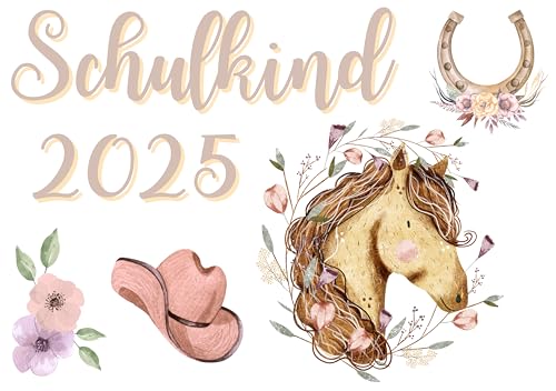 Bügelbild Set für Textilien,Schulkind 2025,Einschulung,Schulstart,Pferd,Western,Cowboy,Mädchen,Aufbügler,DIY,Bügelmotiv,T-Shirt,Schulanfang 2025,Aquarell Bügelbild,Geschenk,Schultüte Bügelbild Set für Textilien,Schulkind 2025,Einschulung,Schulstart,Pferd,Western,Cowboy,Mädchen,Aufbügler,DIY,Bügelmotiv,T-Shirt,Schulanfang 2025,Aquarell Bügelbild,Geschenk,Schultüte von Ameloua