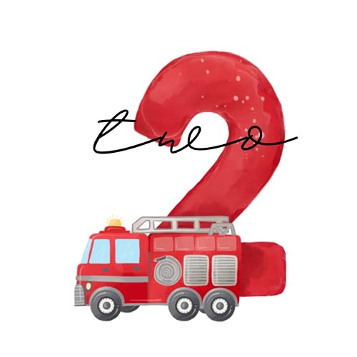 Bügelbilder Geburtstagszahlen 1 2 3 4 5 6 7 8 9 mit Feuerwehr, Aufbügler für Kindergeburtstag, T-Shirt, DIY Geschenk, Geburtstag Zahl, Iron on (Geburtstagszahl 2) von Ameloua