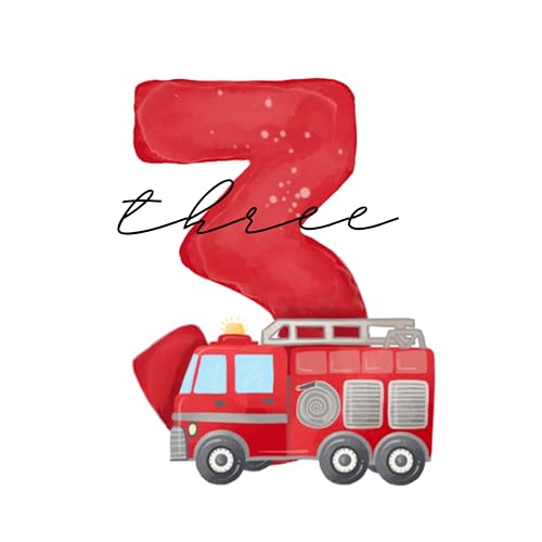 Bügelbilder Geburtstagszahlen 1 2 3 4 5 6 7 8 9 mit Feuerwehr, Aufbügler für Kindergeburtstag, T-Shirt, DIY Geschenk, Geburtstag Zahl, Iron on (Geburtstagszahl 3) von Ameloua