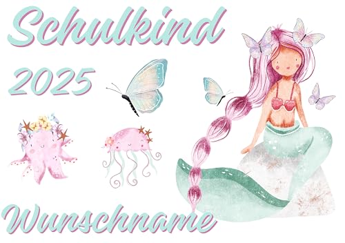 Personalisierbares Bügelbild Set für Textilien,Schulkind 2025,Wunschname,personalisiert,Kinder,Einschulung,Meerjungfrau,Schmetterling,Schulstart,Mermaid,Oktopus,Schule,T-Shirts,Turnbeutel,Schultüten Personalisierbares Bügelbild Set für Textilien,Schulkind 2025,Wunschname,personalisiert,Kinder,Einschulung,Meerjungfrau,Schmetterling,Schulstart,Mermaid,Oktopus,Schule,T-Shirts,Turnbeutel,Schultüten von Ameloua