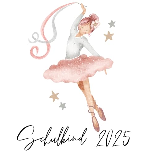 Schulkind 2025 Bügelbilder Set Textilien, zum aufbügeln, Fee, Ballerina, Meerjungfrau, Pferd, Einhorn, Bügelbild Schultüte, Erster Schultag Einschulung (Ballerina Wolkenrock) von Ameloua