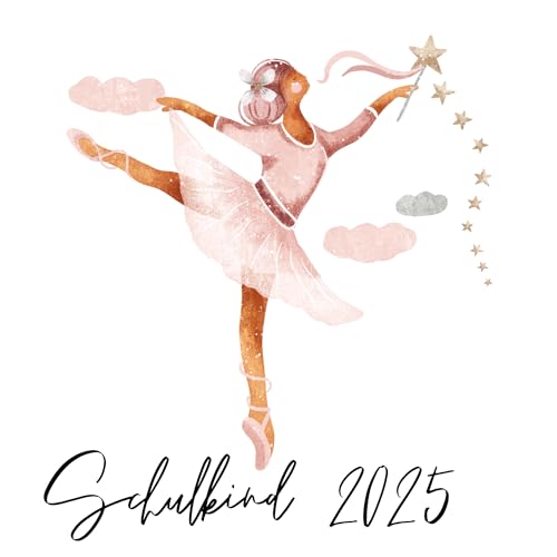 Schulkind 2025 Bügelbilder Set Textilien, zum aufbügeln, Fee, Ballerina, Meerjungfrau, Pferd, Einhorn, Bügelbild Schultüte, Erster Schultag Einschulung (Ballerina Zauberstab) von Ameloua