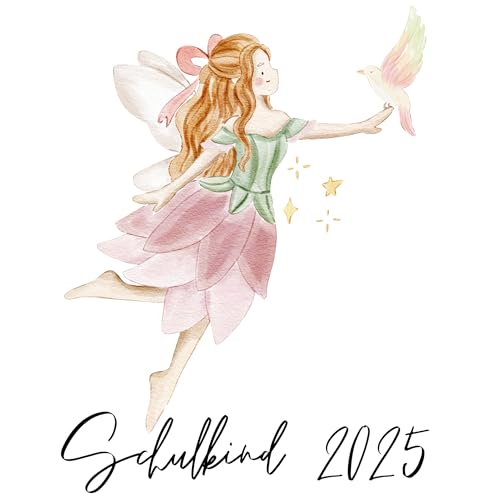Schulkind 2025 Bügelbilder Set Textilien, zum aufbügeln, Fee, Ballerina, Meerjungfrau, Pferd, Einhorn, Bügelbild Schultüte, Erster Schultag Einschulung (Fee mit Vogel) von Ameloua