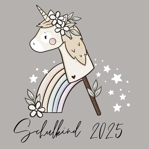 Schulkind 2025 Bügelbilder Set Textilien, zum aufbügeln, Fee, Ballerina, Meerjungfrau, Pferd, Einhorn, Bügelbild Schultüte, Erster Schultag Einschulung (Hobby Horse Regenbogen) von Ameloua