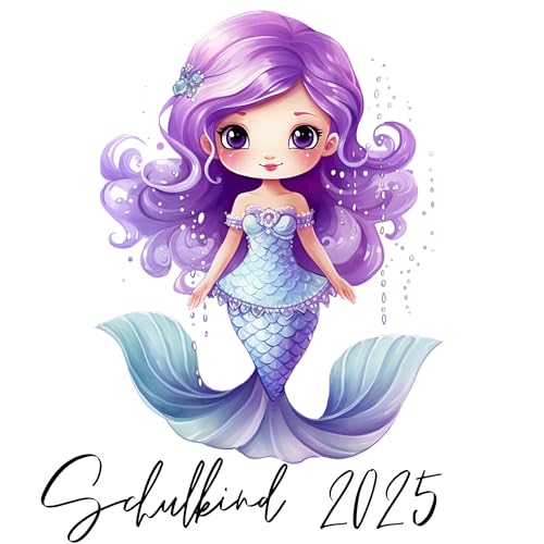 Schulkind 2025 Bügelbilder Set Textilien, zum aufbügeln, Fee, Ballerina, Meerjungfrau, Pferd, Einhorn, Bügelbild Schultüte, Erster Schultag Einschulung (Meerjungfrau Flosse links und rechts) von Ameloua