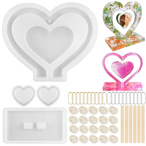 Amentalove Herz Gießformen Silikon, Epoxidharz Formen Herz, Herz Silikonform mit Kette Stock und Handschuhen für Epoxidharz Fotorahmen, Kreative DIY Epoxidharz Formen Silikonformen Epoxidharz Amentalove Herz Gießformen Silikon, Epoxidharz Formen Herz, Herz Silikonform mit Kette Stock und Handschuhen für Epoxidharz Fotorahmen, Kreative DIY Epoxidharz Formen Silikonformen Epoxidharz von Amentalove