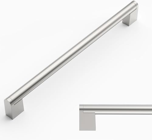 Amerdeco 10 Stück Möbelgriffe Edelstahl Gebürsteter Nickel 256mm Lochabstand Schrankgriffe für Küche, Schubladen & Kleiderschrank UK0038 von Amerdeco