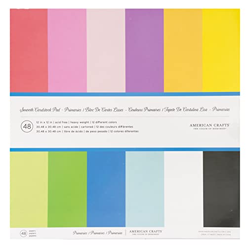 30,5 x 30,5 cm AC Cardstock Block von American Crafts | Enthält 48 Blatt schwerer, glatter Karton in verschiedenen Primärfarben 30,5 x 30,5 cm AC Cardstock Block von American Crafts | Enthält 48 Blatt schwerer, glatter Karton in verschiedenen Primärfarben von American Crafts
